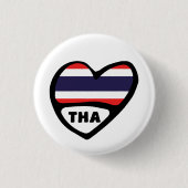Thailand Country Code Flag Herz Button Abzeichen, (Vorderseite)