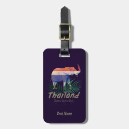 Thailand Elefant mit Flag- und DschungelBlätter Gepäckanhänger
