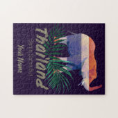 Thailand Elefant mit Flag- und DschungelBlätter Puzzle (Horizontal)