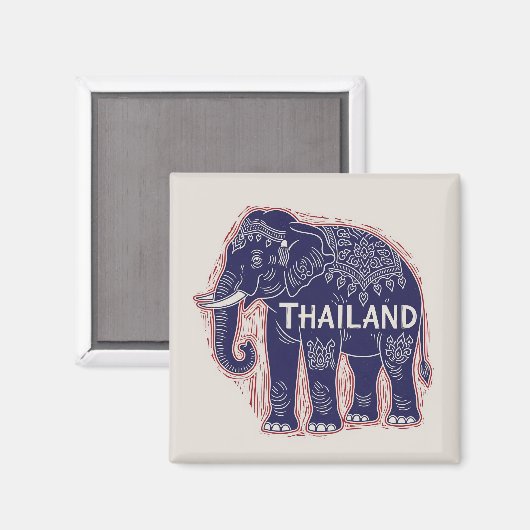 Thailand Elephant Block Print Magnet (Vorderseite/Rückseite)
