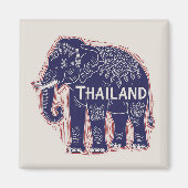 Thailand Elephant Block Print Magnet (Vorne)