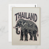 Thailand Elephant Block Print Postkarte (Vorne/Hinten)