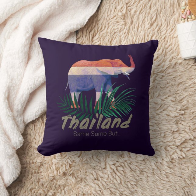 Thailand Elephant Flag Dschungel Verlasse Thai Sou Kissen (Decke)