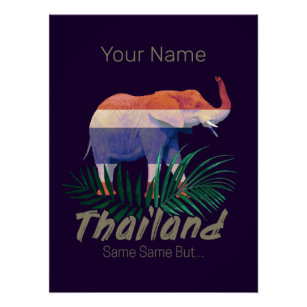 Thailand Elephant Flag Dschungel Verlasse Thai Sou Poster