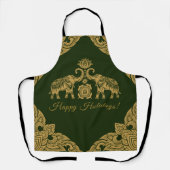 Thailand Elephant Happy Holidays Geschenk Gold & G Schürze (Vorderseite)