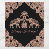 Thailand Elephant Happy Holidays Geschenk Pink & B Weinetikett (Einzelnes Label)