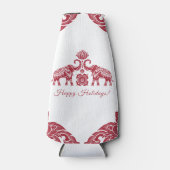 Thailand Elephant Happy Holidays Geschenk Red Whit Flaschenkühler (Vorderseite)