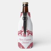 Thailand Elephant Happy Holidays Geschenk Red Whit Flaschenkühler (Flasche Rückseite)
