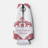 Thailand Elephant Happy Holidays Geschenk Red Whit Flaschenkühler (Rückseite)