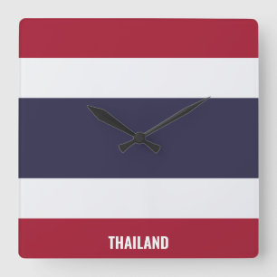 Thailand Flag Dazzling Patriotic Quadratische Wanduhr