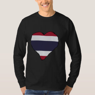 Thailand-Flagge Herz Thailändische Wurzeln Thailän T-Shirt