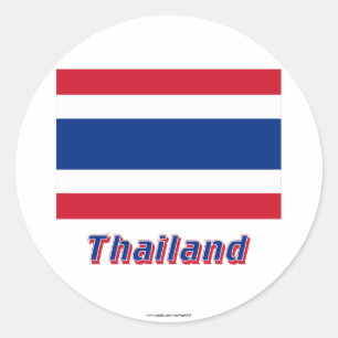 Thailand-Flagge mit Namen Runder Aufkleber