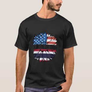Thailand-Flagge Sonnenblume USA Ich bin Beides Tha T-Shirt