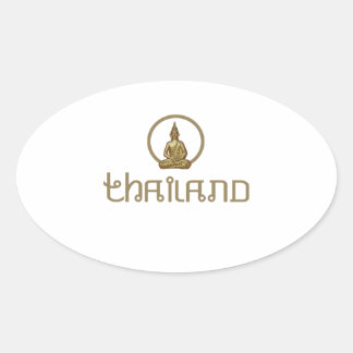 Thailand Gold Statue Ovaler Aufkleber