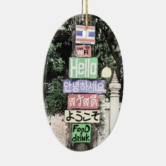 Thailand Hello Signs Travel Keramik Ornament (Rechts)