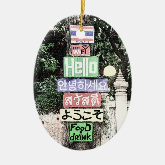Thailand Hello Signs Travel Keramik Ornament (Vorne)
