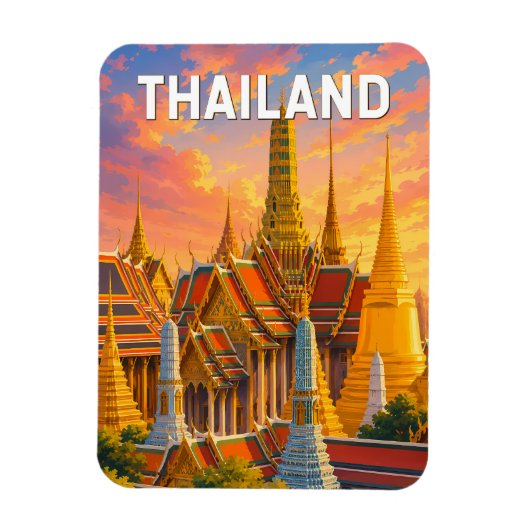 Thailand Illustration Reise Kunst Vintage Magnet (Vertikal)