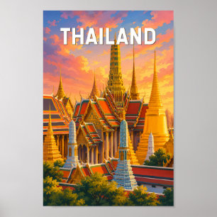 Thailand Illustration Reise Kunst Vintage Poster