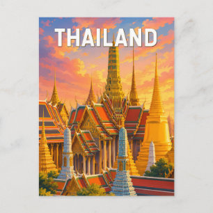 Thailand Illustration Reise Kunst Vintage Postkarte