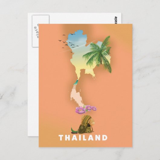 Thailand illustrierte Karte (Vorne/Hinten)