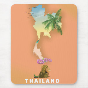 Thailand illustrierte Karte Mousepad