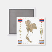 Thailand Karte + Flaggen Magnet (Vorderseite/Rückseite)