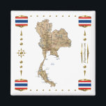 Thailand Karte   Flaggen Magnet<br><div class="desc">Dieses Design umfasst eine thailändische Karte innerhalb einer Grenze mit der Nationalflagge. Das Design funktioniert am besten bei quadratischen Magneten. Sie können Ihren eigenen Text/Ihre eigene Grafik mit der Funktion 'Anpassen!' hinzufügen. © 2010 FlagAndMap. Aus Bildern abgeleitete Karte: http://www.lib.utexas.edu/maps/</div>