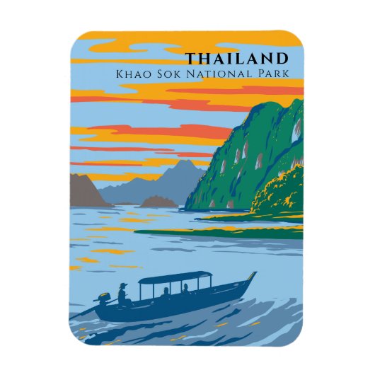Thailand Khao Sok National Park Travel Art Deco Magnet (Vertikal)