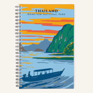 Thailand Khao Sok Nationalpark Reise Art Deco Notizblock
