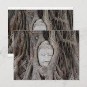 Thailand Leiter von Buddha, umgeben von Bäumen Postkarte (Vorne/Hinten)