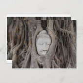 Thailand Leiter von Buddha, umgeben von Bäumen Postkarte (Vorne/Hinten)