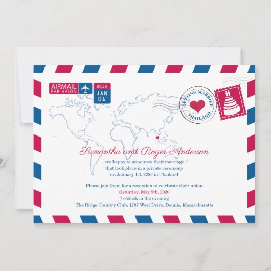 Thailand Luftpost Termin vormerken Save The Date (Vorderseite)