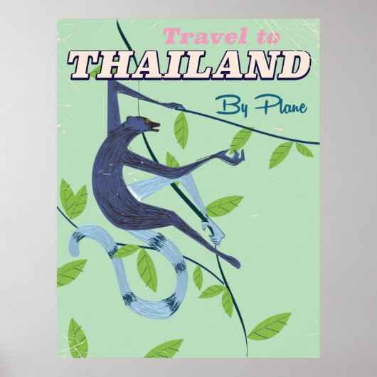 Thailand Monkey Vintage Print Poster (Vorne)