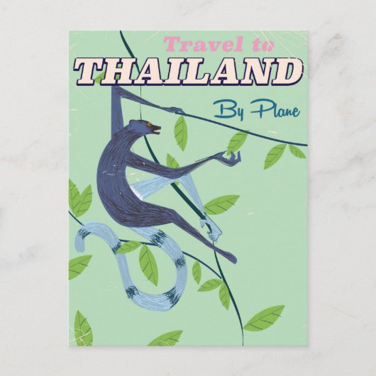 Thailand Monkey Vintage Print Postkarte (Vorderseite)