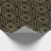Thailand Motif Gold Black Geschenkpapier (Ecke)