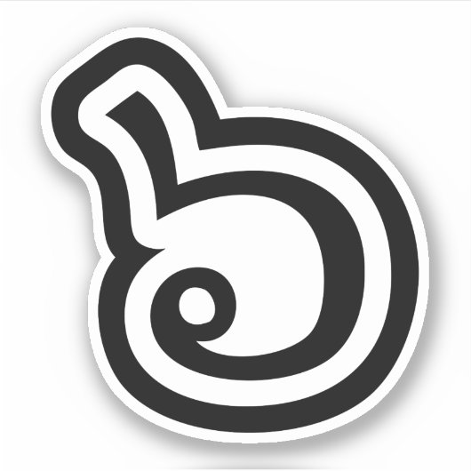 Thailand Nummer 6 / Sechs / ๖ (Ho/Hok) Thailändisc Aufkleber (Vorderseite)