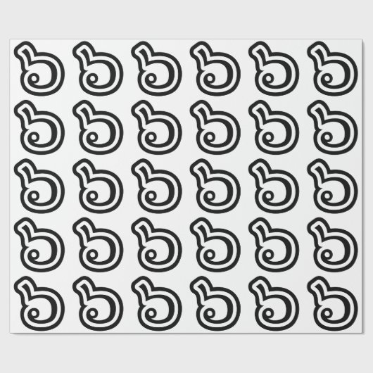 Thailand Nummer 6 / Sechs / ๖ (Ho/Hok) Thailändisc Geschenkpapier (Flach)