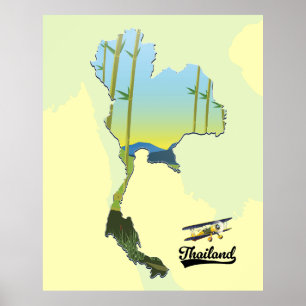 Thailand-Reisekarte Poster