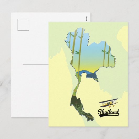 Thailand Reiseplan Feiertagspostkarte (Vorne/Hinten)