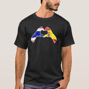 Thailand Spanien Flaggenstaat Thailändisches Herz T-Shirt