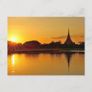 Thailand - sunset in Khon Kaen Postkarte