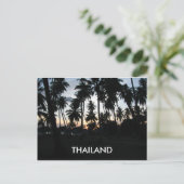 Thailand Sunset Palm Trees Foto Postkarte (Stehend Vorderseite)