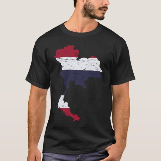 Thailand Thai Flag Map Silhouette Travel Vacation T-Shirt (Vorderseite)