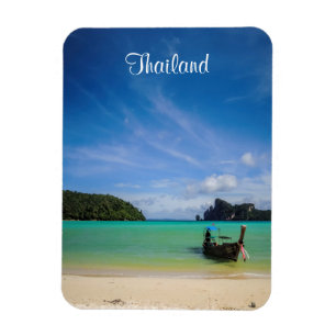 Thailand Travel Beach Foto mit Fischerboot Magnet