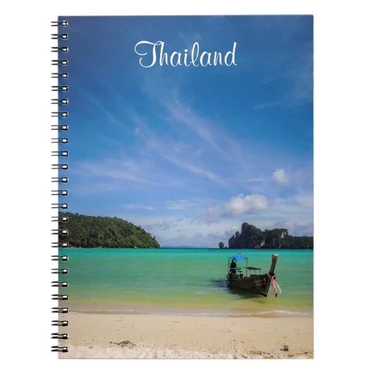 Thailand Travel Beach Foto mit Fischerboot Notizblock (Vorderseite)