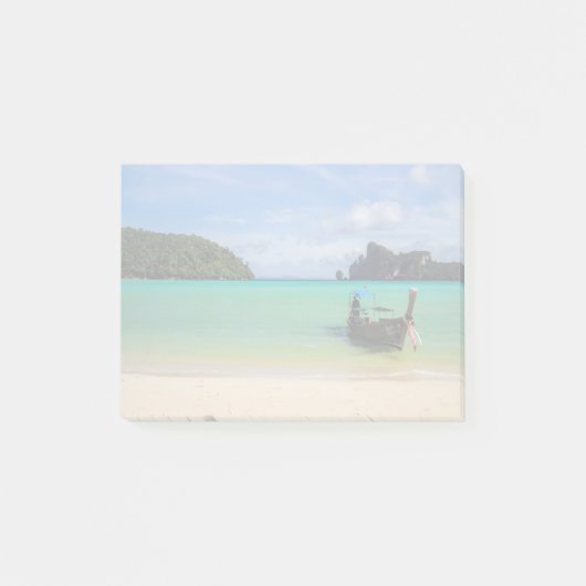 Thailand Travel Beach Foto mit Fischerboot Post-it Klebezettel (Vorderseite)