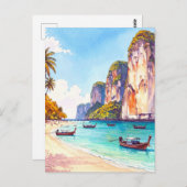 Thailand Tropical Beach Vintage Travel Postkarte (Vorne/Hinten)