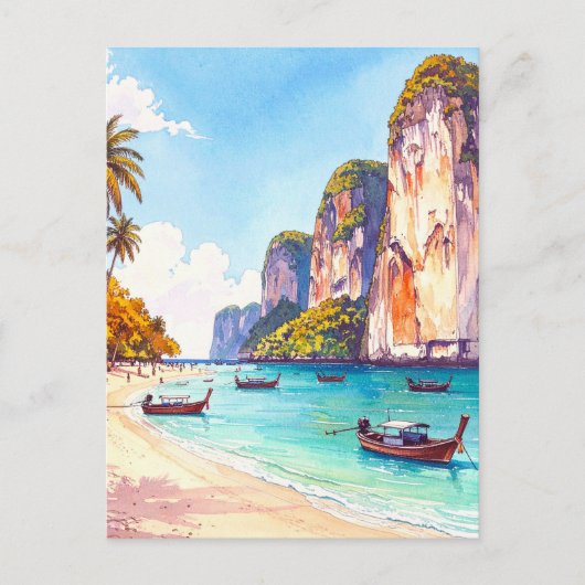 Thailand Tropical Beach Vintage Travel Postkarte (Vorderseite)