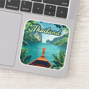 Thailand Tropical Island Long Schwanz Boat Vintag Aufkleber