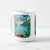 Thailand Tropical Island Long Schwanz Boat Vintag Kaffeetasse (Vorderseite Links)